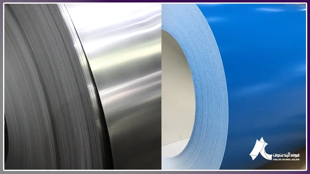Visual comparison of galvanized and pre-painted sheet appearance