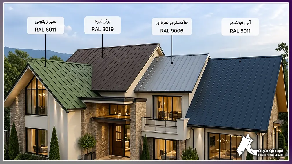 Trending pitched-roof colors shown on a house roof