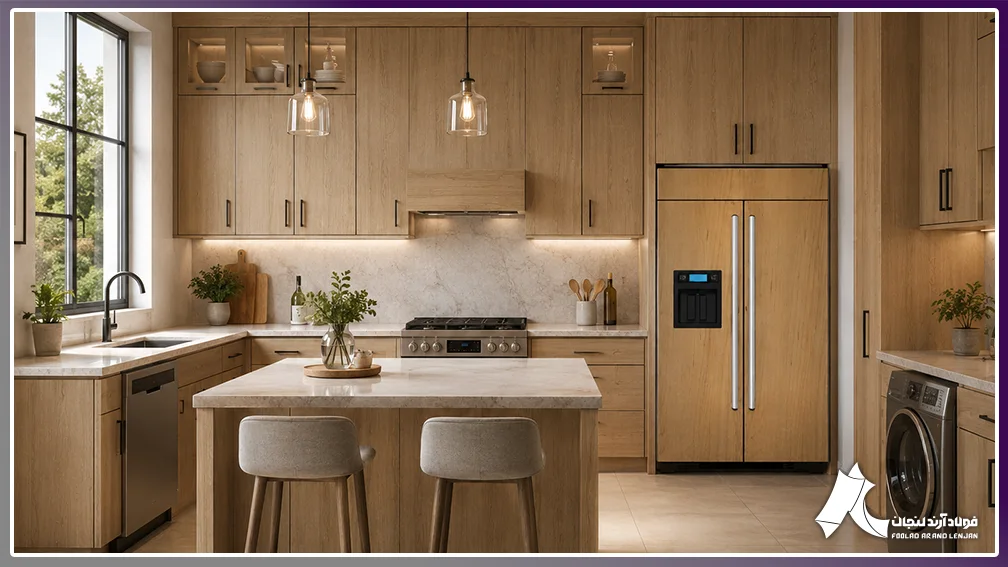 Stainless wood-pattern refrigerator