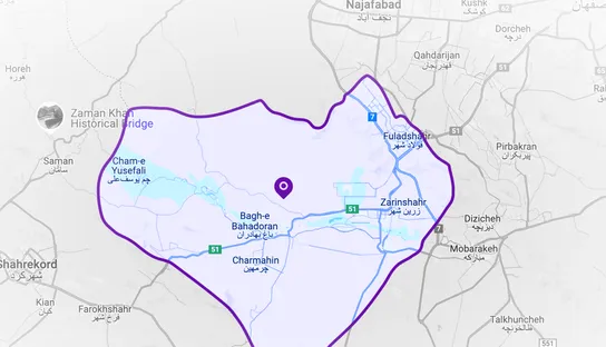Map of the Arand Lenjan Steel plant location